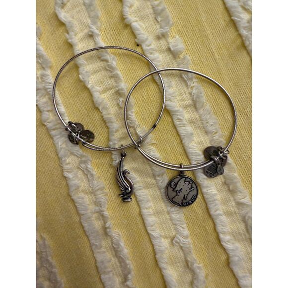 Alex and Ani Bundle of 2 Bracelets Virgo and Swan Charm - Picture 1 of 4
